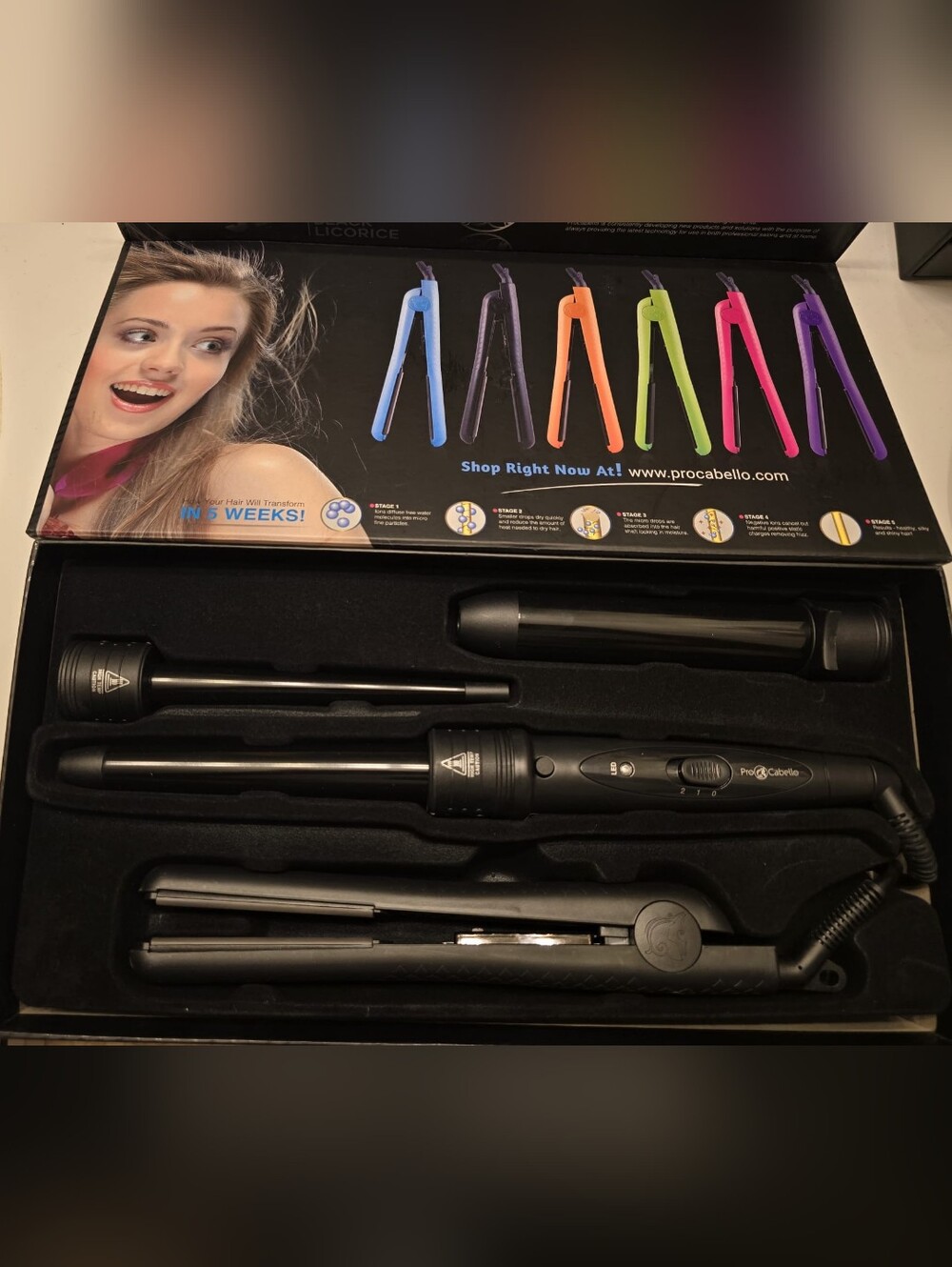 ProCabello Duet Set Black Licorice Hair Styling Set w/ Straightener